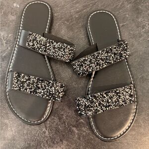 Elegant Black Beaded Women's Sandals